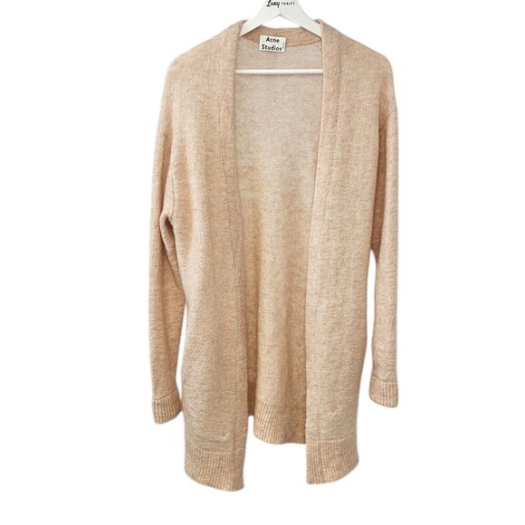 Acne Studios Raya SH Mohair Blend Longline Open Front Cardigan, Size Small - Picture 2 of 9